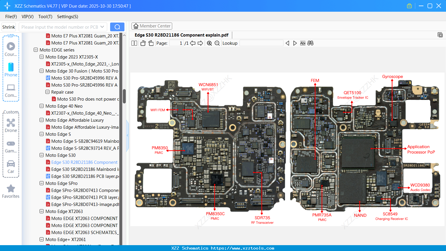 Motorola Edge S30 R28D21186 Component Explain